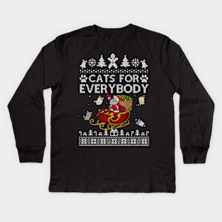 Cats For Everybody Christmas Cute Cat Lover Ugly Sweater Kids Long Sleeve T-Shirt